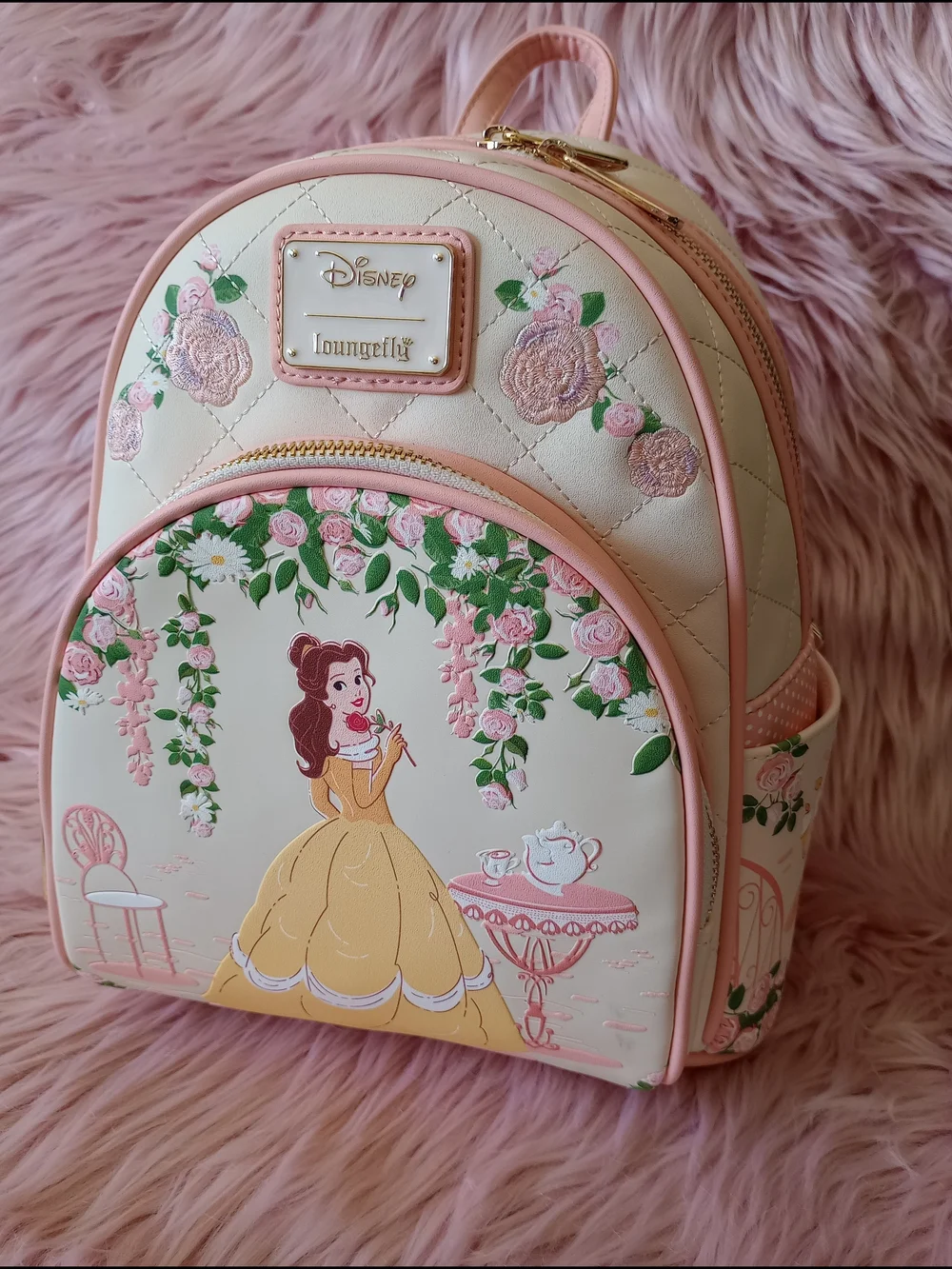 Disney x Loungefly Pink Belle Floral Mini Backpack